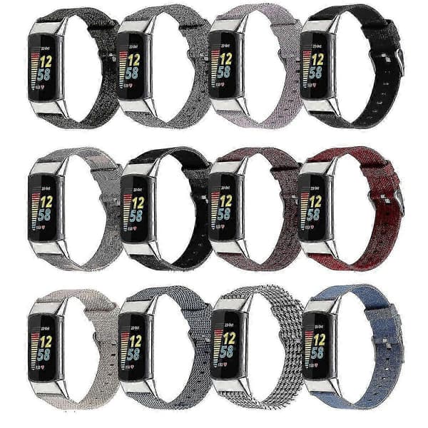Fitbit Charge 5 Nylon-rem med slidstærkt canvas-design Purple Red