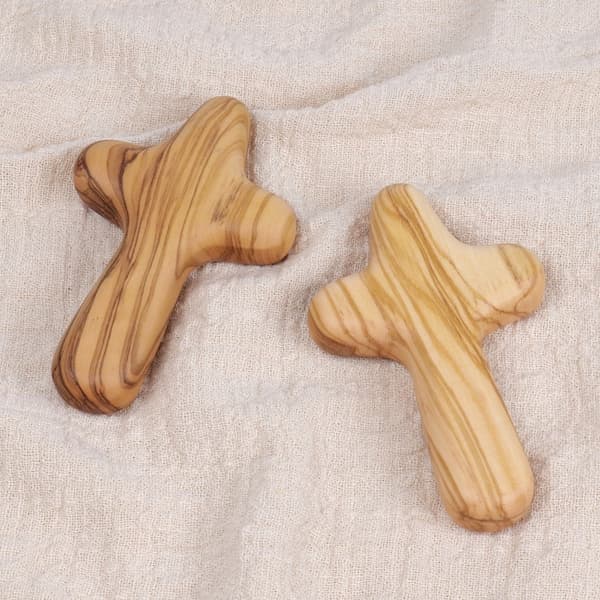 Hållbart handgjort 5 cm slätt komfortkors i olivträ