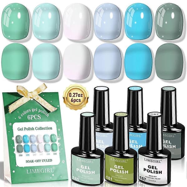 Pastell Gel Nagellack Set - Långvarig Prestanda Smidig Applicering Pastellfärger Mint Turquoise