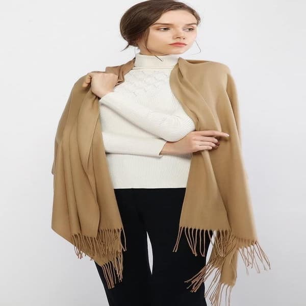 Damhalsdukar Pashminasjalar och Wraps för Bröllop Halsdukar för Kvinnor Vinter Camel