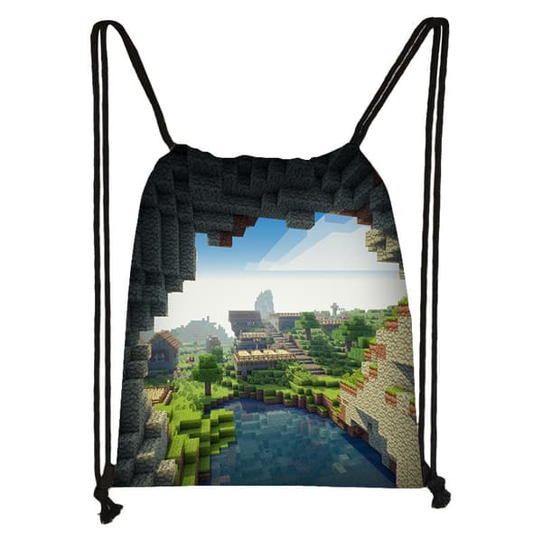 Minecraft gym bag, durable, comfortable and breathable drawstring bag, a great gift for experienced players 8