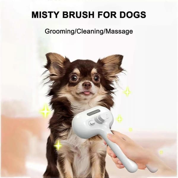 Misty børste for hunder, Misty kattebørste, Misty børste 3 i 1 damp kjæledyrbørste White