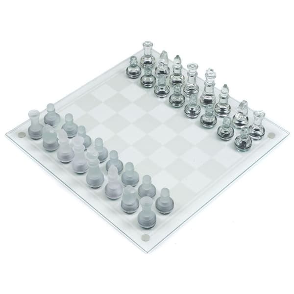 Schackset i glas, Frostat/Polerat Schackset i glas