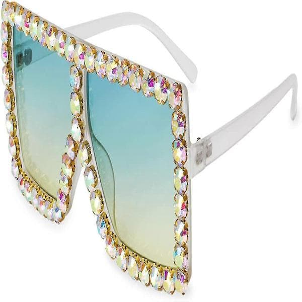 Kristal Solbriller Glitrende Rhinestone Koncertbriller Oversized Firkantede -farve:2 2025:e