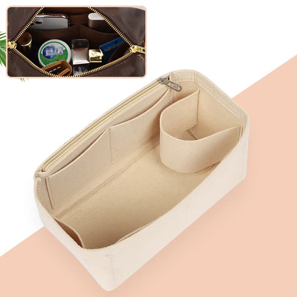 Bag Organizer Felt Cloth Insert 25 30 35 Makeup Handbag - stock Coffe StyleC S