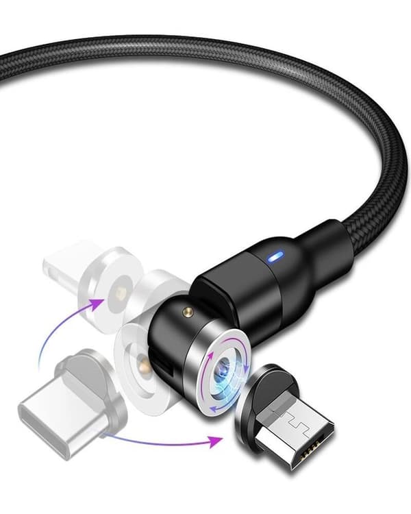 540 Magnetisk Kabel Micro-USB Type-C Hurtigopladning Magnetkabel til iPhone 11 Pro, X, Max, 7, 8 Plus