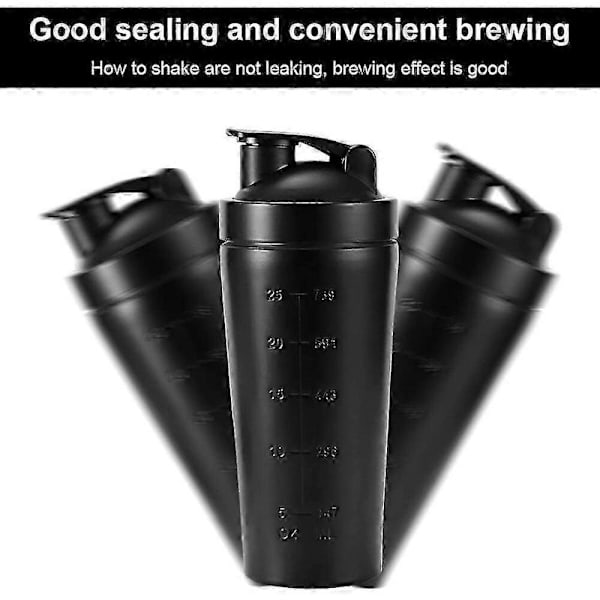 Protein shaker, longziming, Rustfrit stål, 750ml, Sort