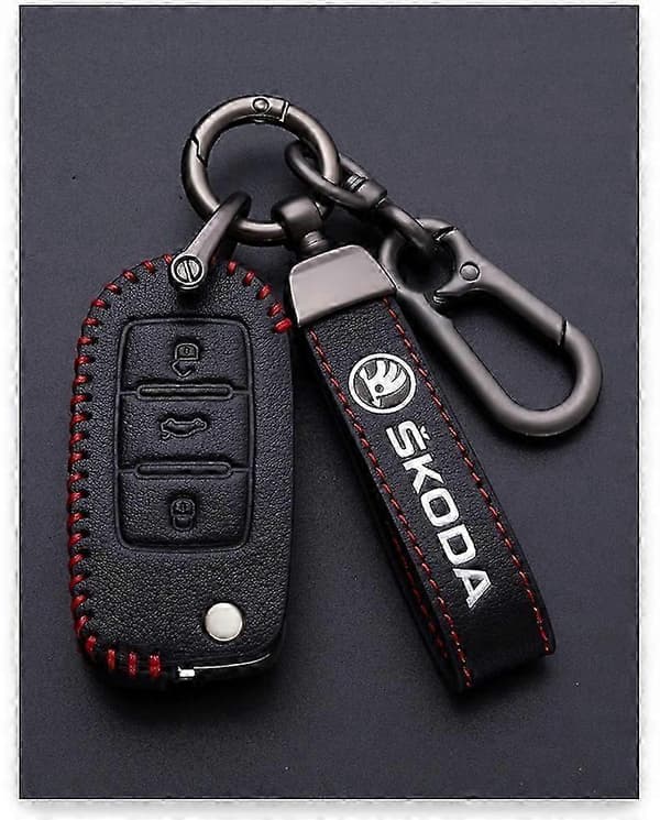 Skoda Nyckelring i Metall och Läder
