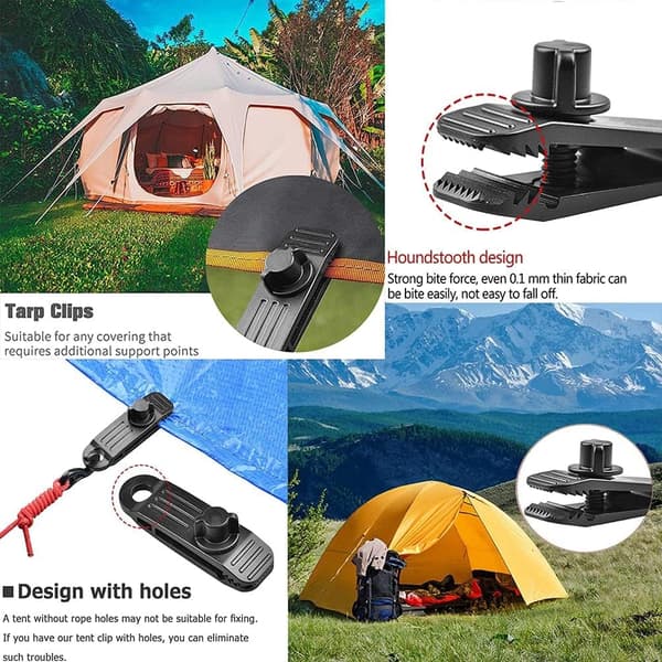 10 Tent Clips including 10 Tent Clips and 10 Bungee Cords
