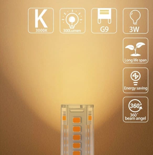 10 pcs G9 LED Bulbs Warm White, 3W, 300LM, 3000K, Replacement Lamp