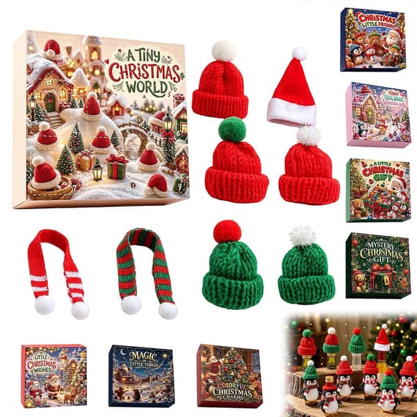 Jul Mini Strikket Lue Og Skjerf Gaveeske 9 Rutenett Adventskalender 9 Dagers Overraskelsesdekorasjonssett Liten Stille Timer Lys-E E