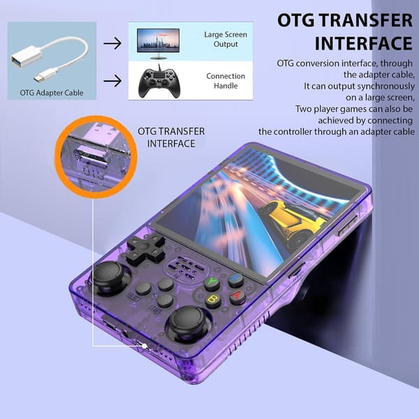 R36S Retro Handheld Game Console with 3.5-inch IPS Screen, 64GB TF Card Pre-installed with 10,000+ Games, Open Source Linux System, Blue Blue