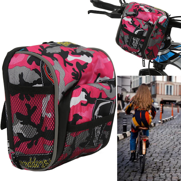Multifunctional Bicycle Handlebar Bag, Hanging Bag for Electric Vehicle, Bicycle, Motorcycle, Tricycle, Stroller, Pink