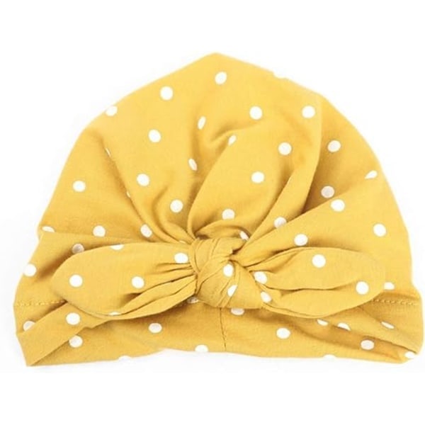 Nyfödda Babyflickor Turban Hattar Barn Polka Dots Bomulls Beanie