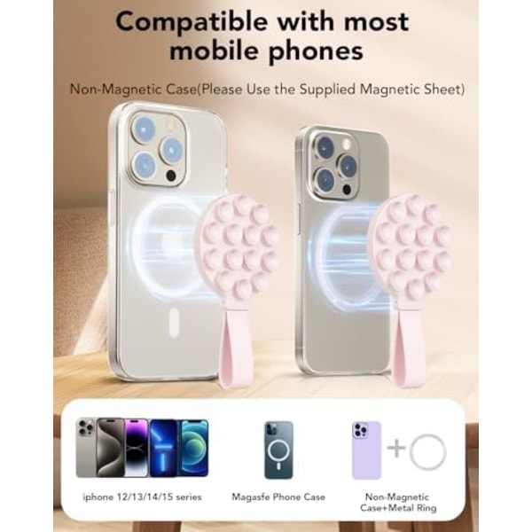 Telefonhållare med silikonsugpropp och inbyggd spegel för MagSafe, klibbig telefonhållare för iPhone, handsfree för smink