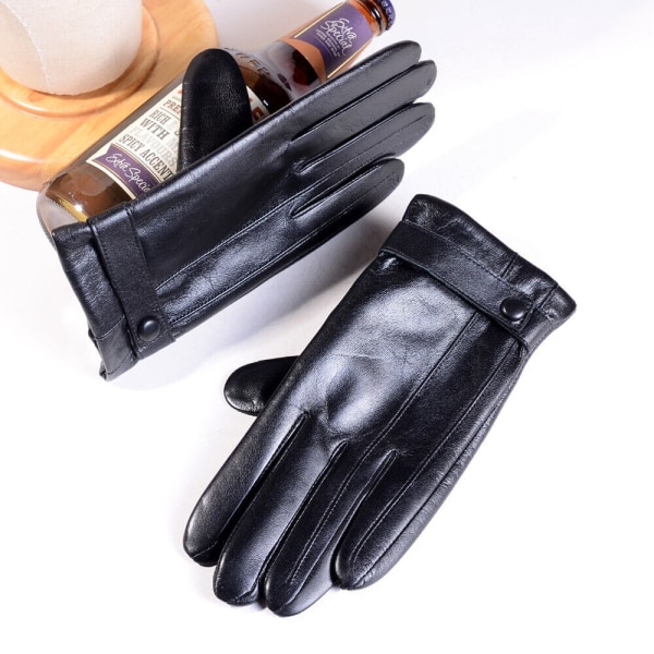 Men's 100%Real Leather Goatskin Winter Warm Fashion Touch Screen Business Gloves
