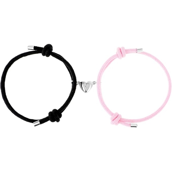 2 stk magnetiske par armbånd vennskap armbånd mote hjerteform flettet tau armbånd smykker