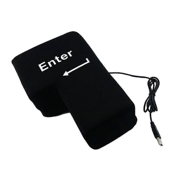 Stor Enter-knapp USB Dator Skrivbordskudde Kreativ Ventil Enter-tangent Handledsstöd (Svart)