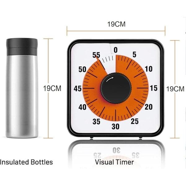 Visuell Timer STOR 60min - klassrum skola för barn 19cm svart