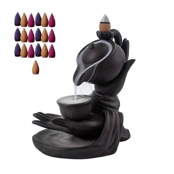 Brænder Buddha Hånd Tilbageløb Røgelse Vandfald Brænder Røg Røgelsesholder Vandfald