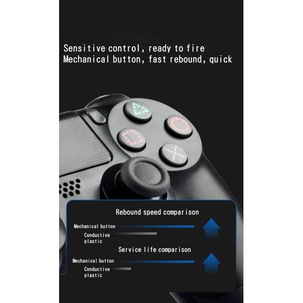 PS4-kontroller med enkel berøringsplate, seks-akset vibrasjon, PS4 har T