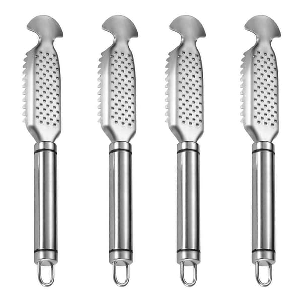 Fiskeskælfsfjerner – 2-i-1 med hvidløgspresser – til køkkenet 4pcs