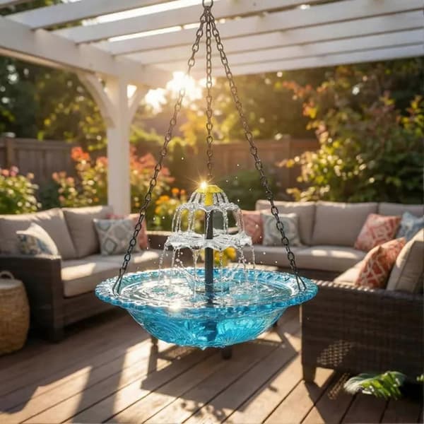 Solar fuglebad – 3-lags og hængende – til have og terrasse Grey