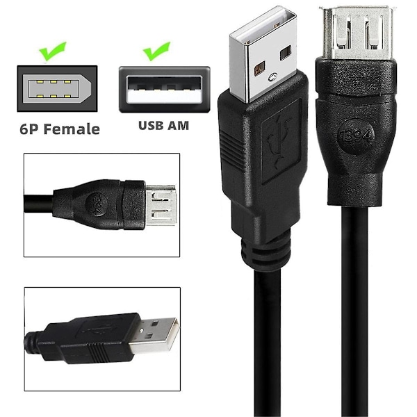 USB-adapterkabel Firewire IEEE 1394 6-pin hunn til USB 2.0 hann adapterkabel Plug and Play for Dig