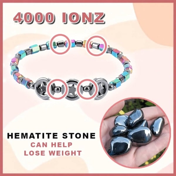 Magnetisk hematitt ankelkjede, hevelsesreduserende ankelkjede, magnetterapiarmbånd, magnetiske ankelkjeder for vekttap (4 stk)