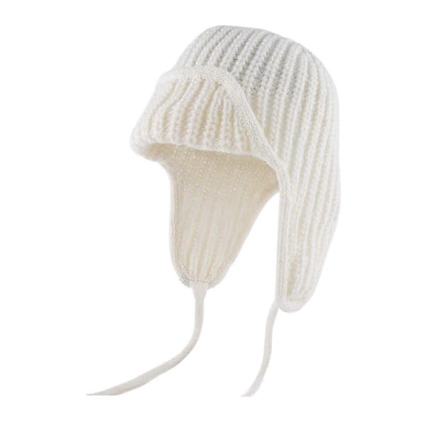 Flyvende kasket øreklap hue uldblanding vinterhat til mænd AU kvinder A1J4 White One size