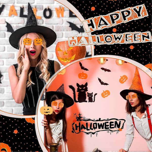 6 par Halloween græskar solbriller bulk kantløse orange nyhedsbriller til jule-nissedragt-fest