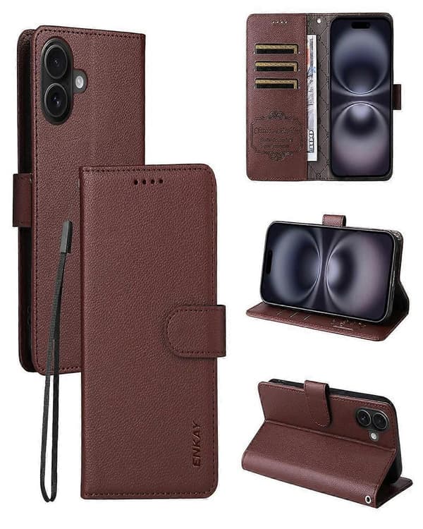 RFID-beskyttende læderetui til iPhone 17 [DB] Brown