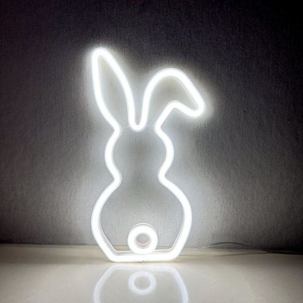 Neon Kanin LED Lys Påskepynt Batteri 30cm Indendørs Brug