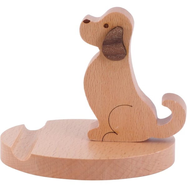 Wooden Phone Holder Cute Dog Cellphone Stand Holder Wood Mobile Phone Stand for Desk Office Home Car