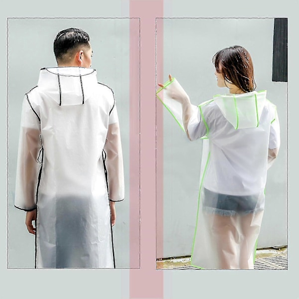 Bärbar Vindtät Vattentät Transparent Eva Vuxen Utomhus Regnrock med Huva (storlek, färg: xl 2-rosa)