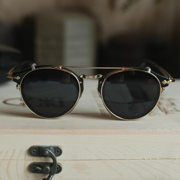 Vintage sunglasses GM mens womens black glasses with clip on polarized lens