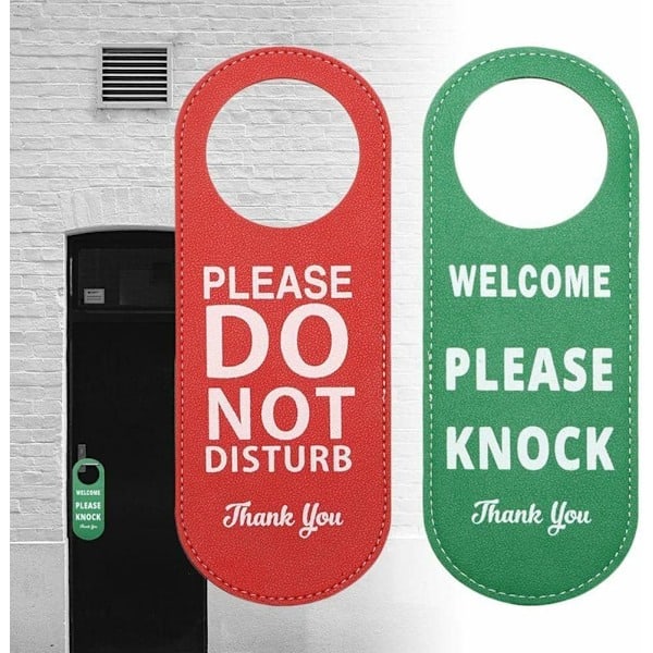 2 Assembled Door Hangers (Green/Red Double Sided) with Do Not Disturb