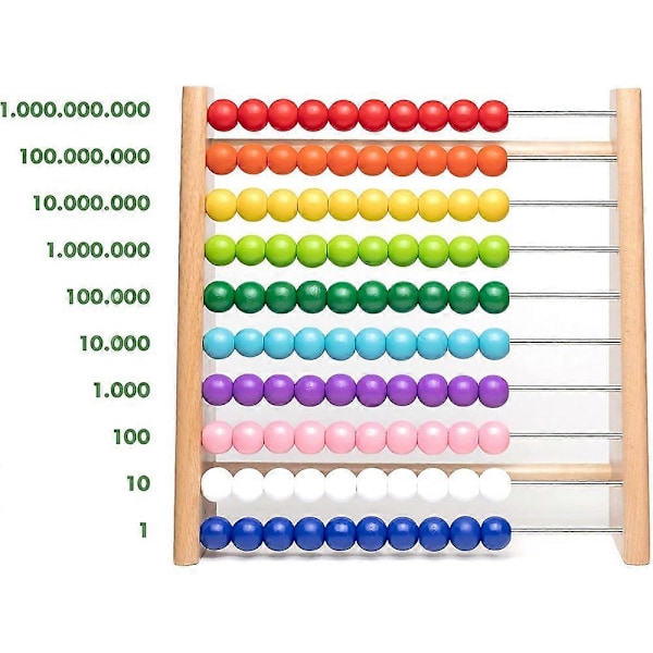 Naturlig Abacus Regnebræt i Bøgetræ til Grundskoleelever / 100 Træregnebræt / Farverige Kugler med Opgaver / Leg og Sjov for Regneeksperter / Læring style428