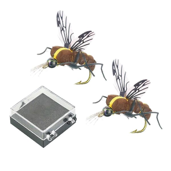 Simulering Flugor Bi Lockfiskekrokar, 2-pack Flytande Sötvattensfiskedrag, Med Förvaringslåda 17mm