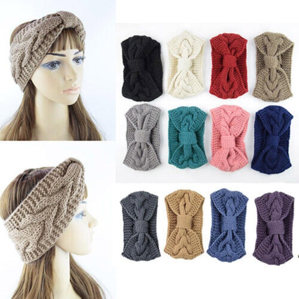 Women Knitted Knot Headband Solid Head Wrap Ear Hair Band Winter Crochet Turban