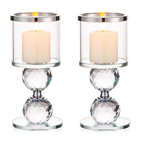 Krystall lysestage, 2 klare glaslysestager, moderne - Perfekt