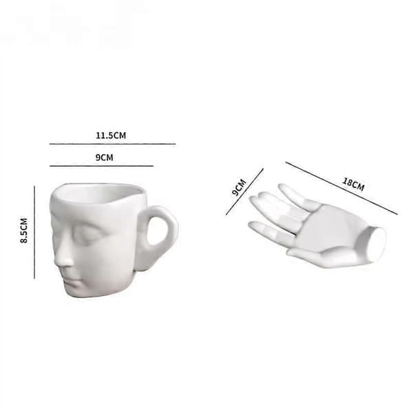 Estetisk konstkeramisk mugg, abstrakt mänskligt ansikte design med handställ B