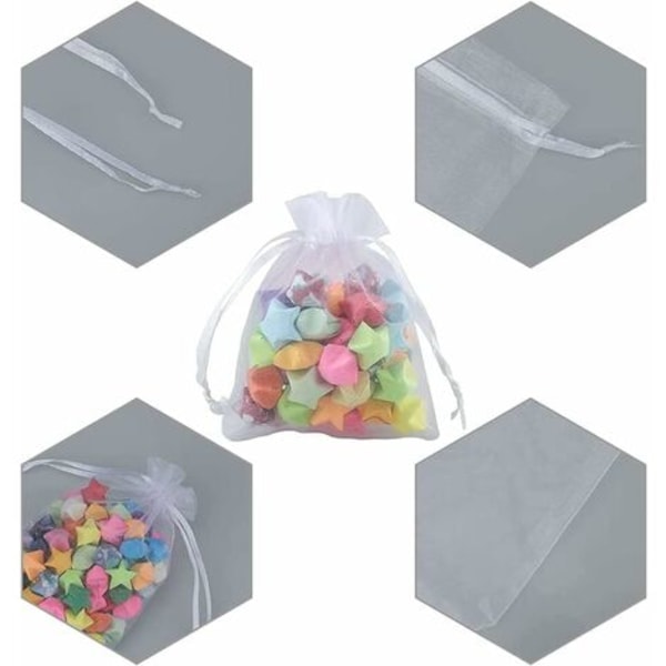 100 vita organzapåsar, 7 x 9 cm, presentpåsar i organza, smyckespåsar, bröllopspåsar, lavendelpåsar, bröllopsgåvor