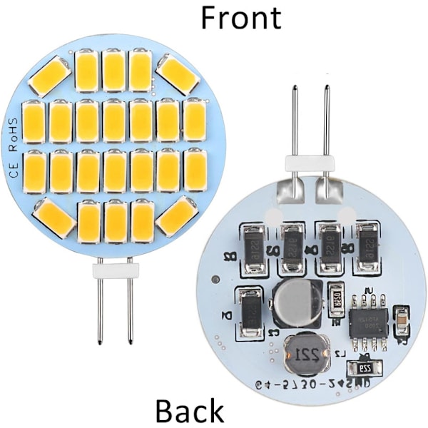 G4 LED 3W, AC12-24V, 300LM Varmvitt 3000K, 24x5730 SMD 6-pack - WELLNGS