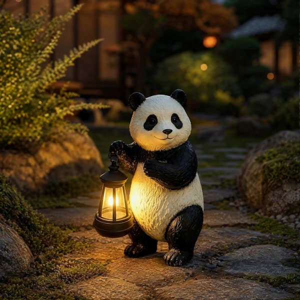 Solar Panda Havefigur Lys – IP65 Vandtæt – til Terrasse & Gårdsplads Indretning 30cm