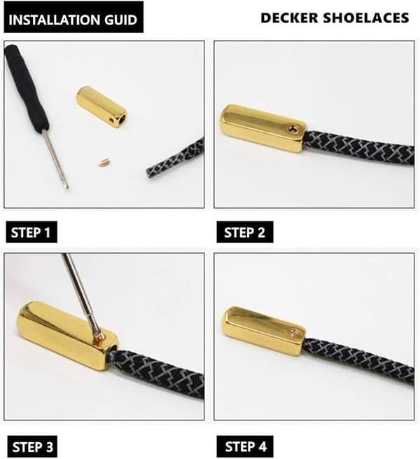 DIY Metalliska Aglets Skolisse Tilbehør Snørebånd Hode Firesidig -S