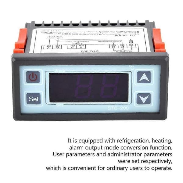 STC-200 Digital Termostat Temperaturregulator Mikrocomputer Køling Varmeregulator AC-Perfet