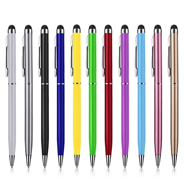 11 stk. kapasitiv berøringsskjerm kulepenn med stylus myk touch 2 i 1 stylus kulepenn