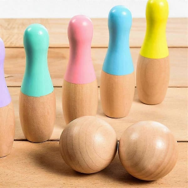 Bowling set i trä för barn Säker hantverk Kul lek