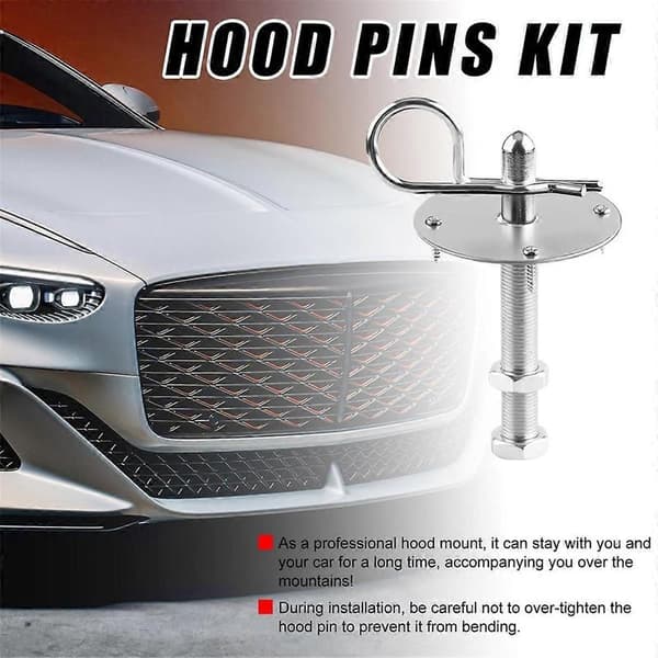 Konepellin lukitussarja autoon, konepellin lukitusklipsisetti Silver